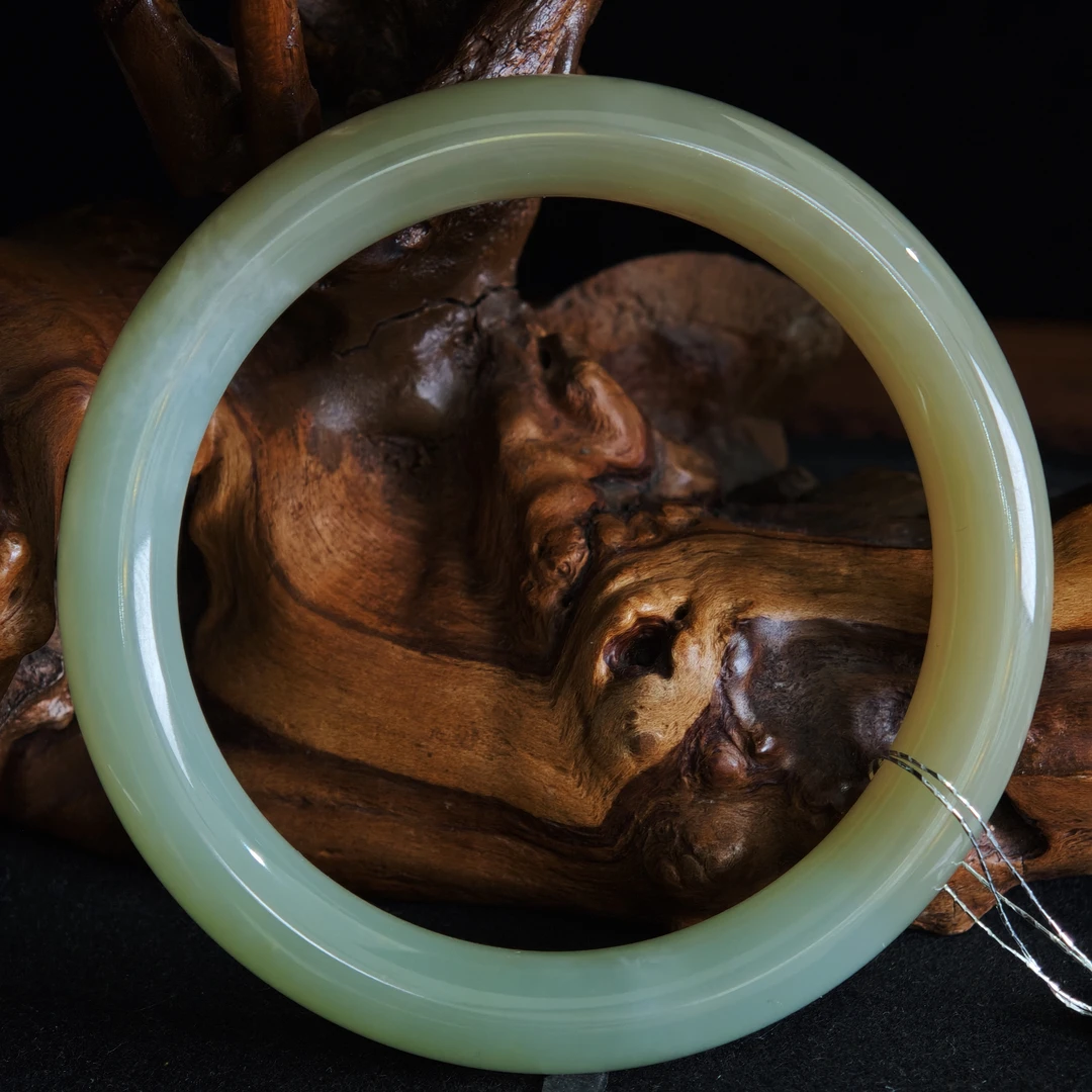 【國玉晓芸】8314和田玉且末蓝手镯59圈