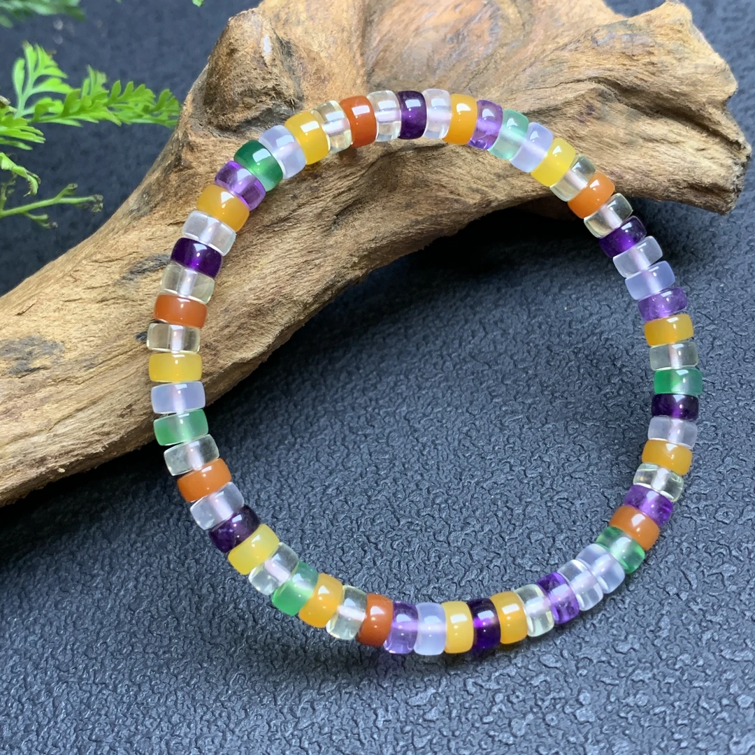 【金钰尚品】天然多宝精工药片手串5.4m彩色简约小清新款经典清新色
