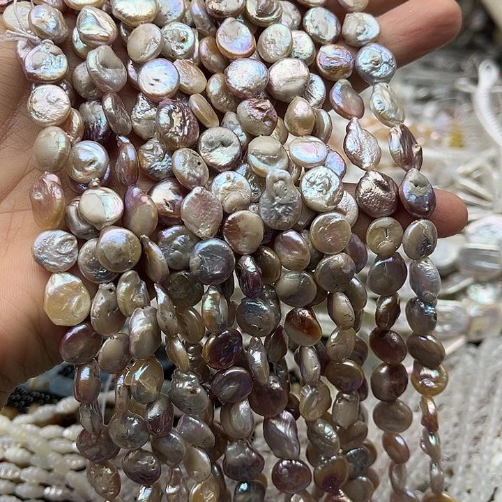 玛瑙/玉髓未镶嵌珠宝半成品一条10mm左右巴洛克珍珠圆片