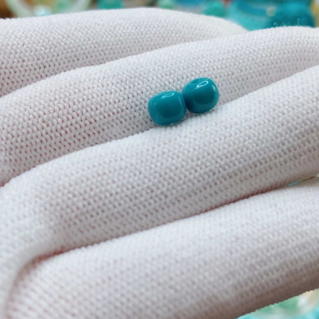 绿松石未镶嵌玉化蓝老型珠6m