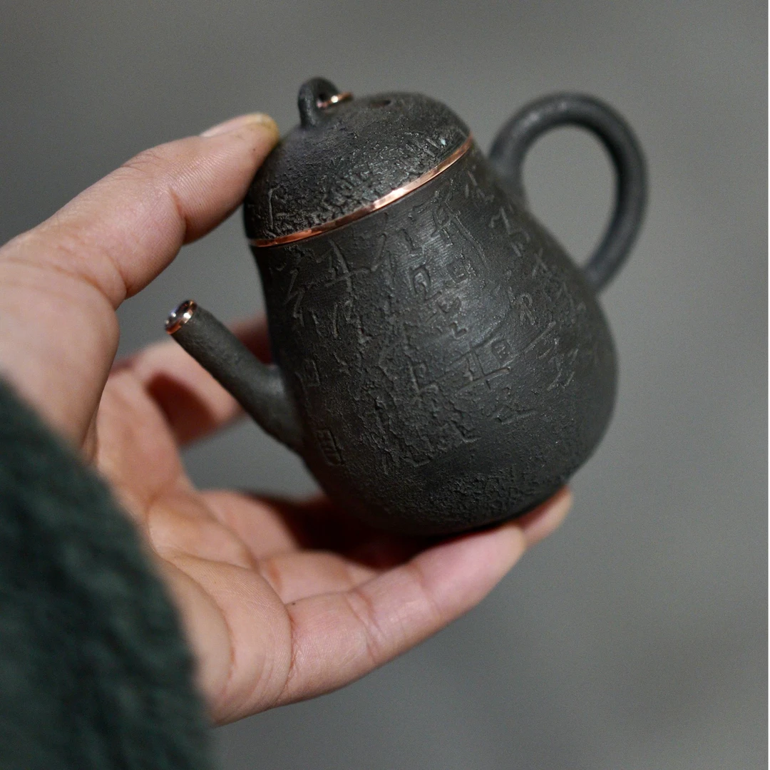 手工陶艺思亭壶  包铜 家用 小容量