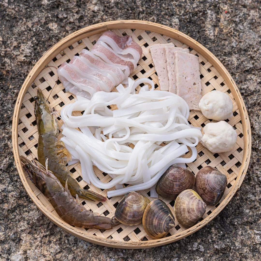 【4盒装家庭海鲜套餐】潮汕海鲜墨鱼丸虾鱿鱼粿条等6拼京东包邮