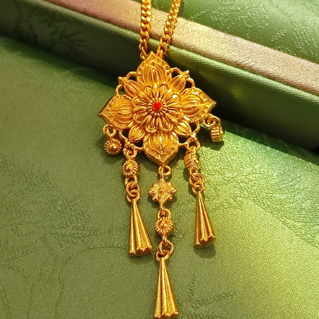 足金999珐琅四方如意流苏套链