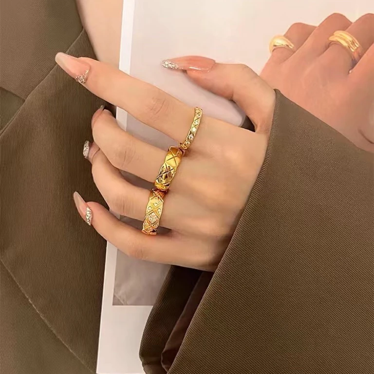 合金戒指 米禾高级定制 【V金】菱格戒指j105-j112