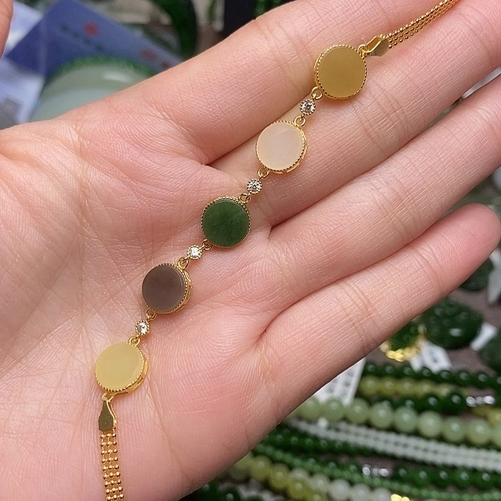 和田玉银S925镶嵌手链