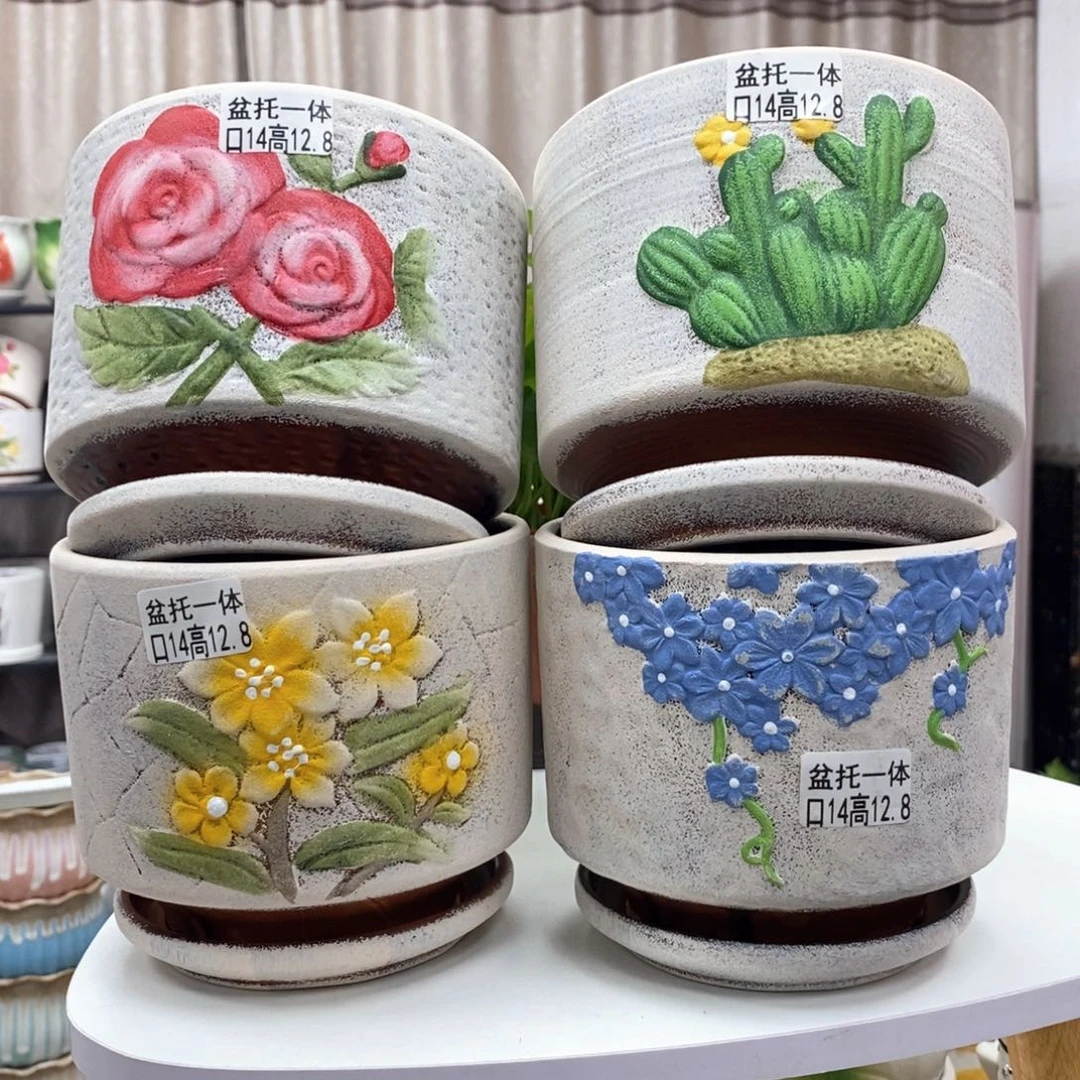 陶瓷@陶瓷花盆@@百花齐放