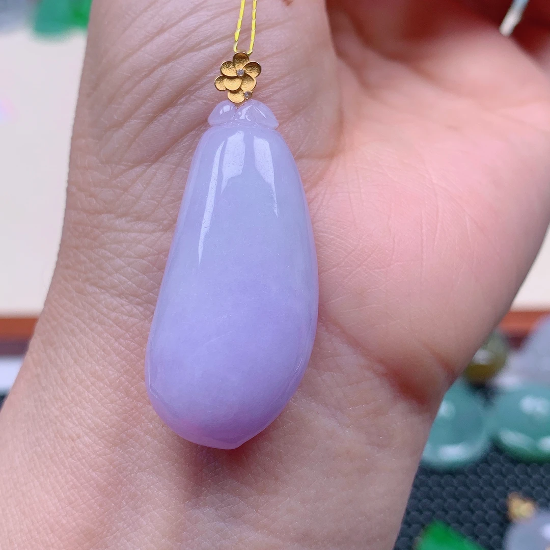 缅甸天然A货翡翠，紫罗兰福瓜 编号457/321尺寸39.6-18-9.8