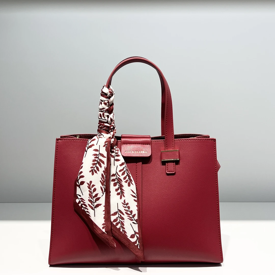 oMI欧米女包2025新款包大容量通勤手提单肩斜挎包红色婚包妈妈包