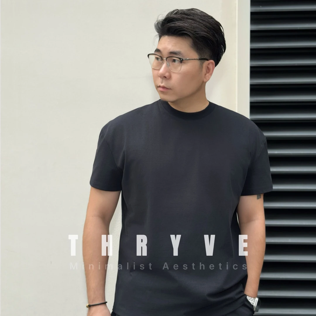 THRYVE瑟来夏季基础日系重磅圆领短袖T恤男女款纯色宽松百搭打底