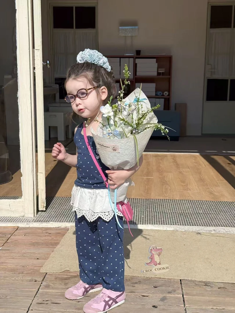 2025女童夏季韩系百搭时尚波点套装