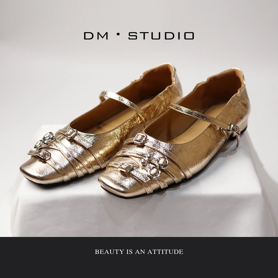 DEDM－DM•STUDIO/复古小众方头一字扣玛丽珍鞋平底女鞋（255667-14）