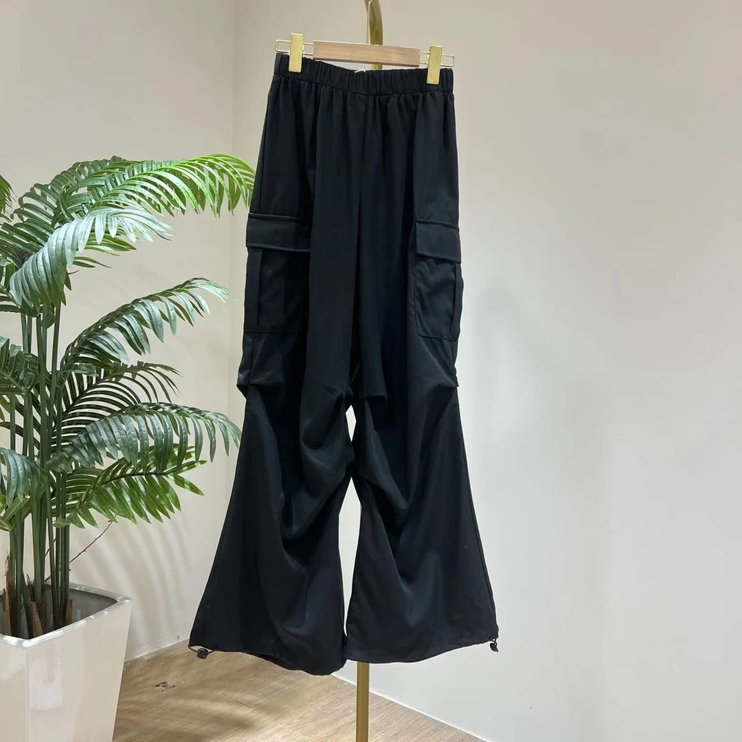 AB735夏2025新款男女同款工装裤多风格时尚宽松直筒松紧腰休闲裤