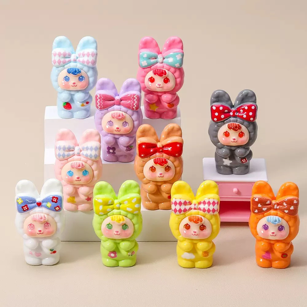 【许愿】新款立体小兔子蝴蝶结宝宝可爱潮玩萌粒DIY树脂摆件