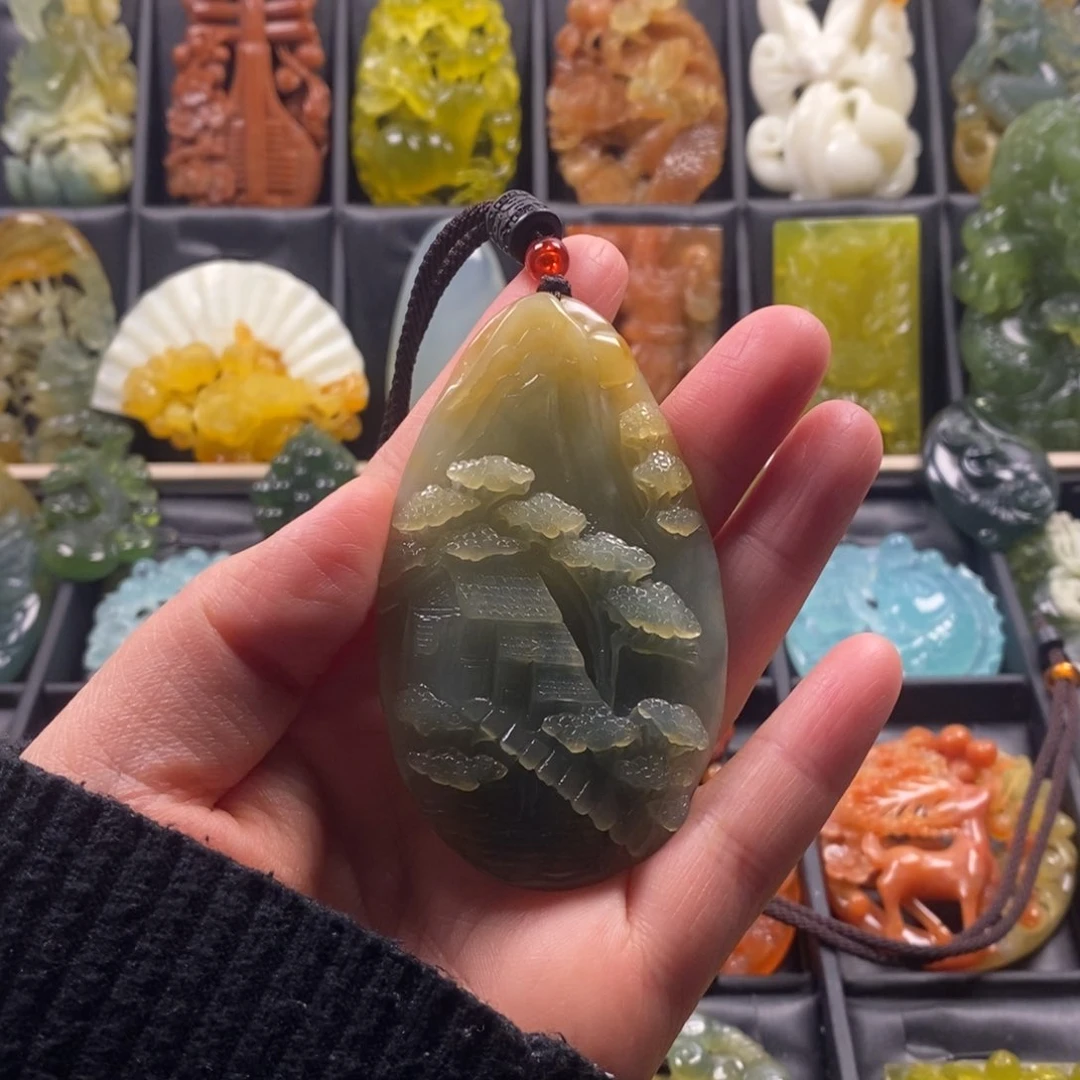 蛇纹石玉合金颈饰