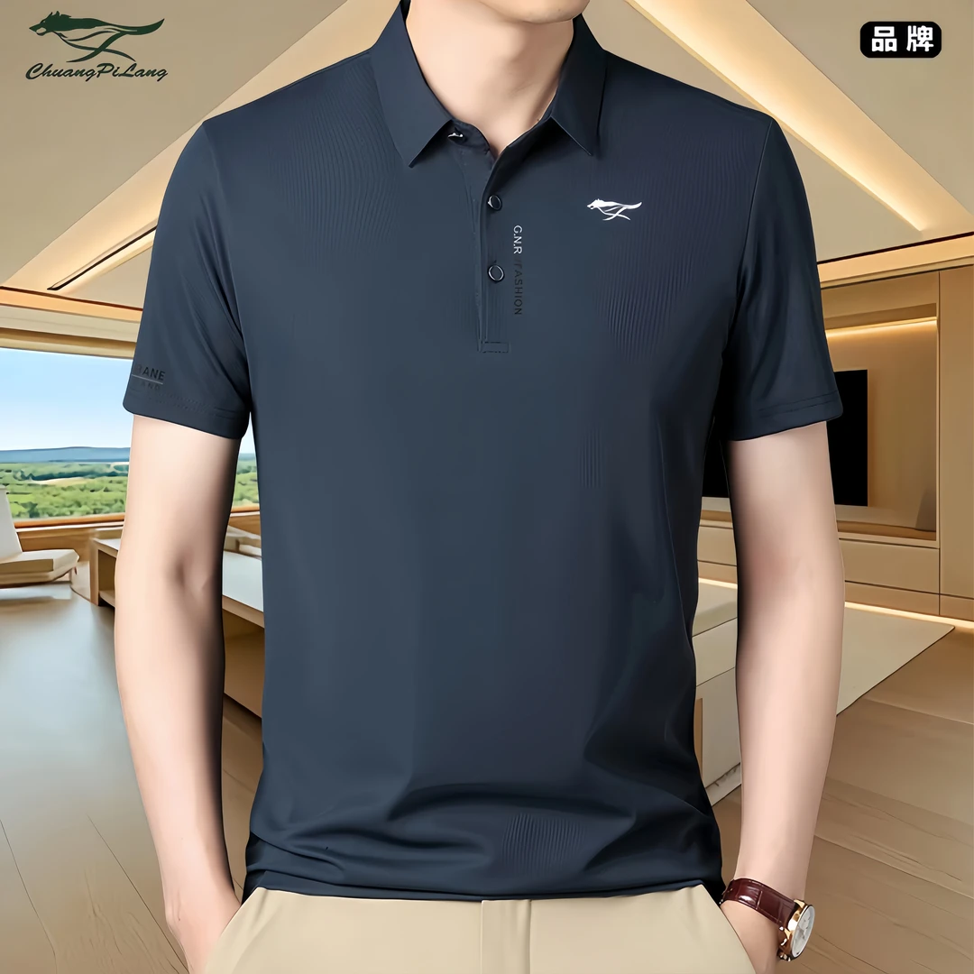 品牌男士休闲短袖polo衫夏季新款中年商务翻领宽松百搭时尚半袖男