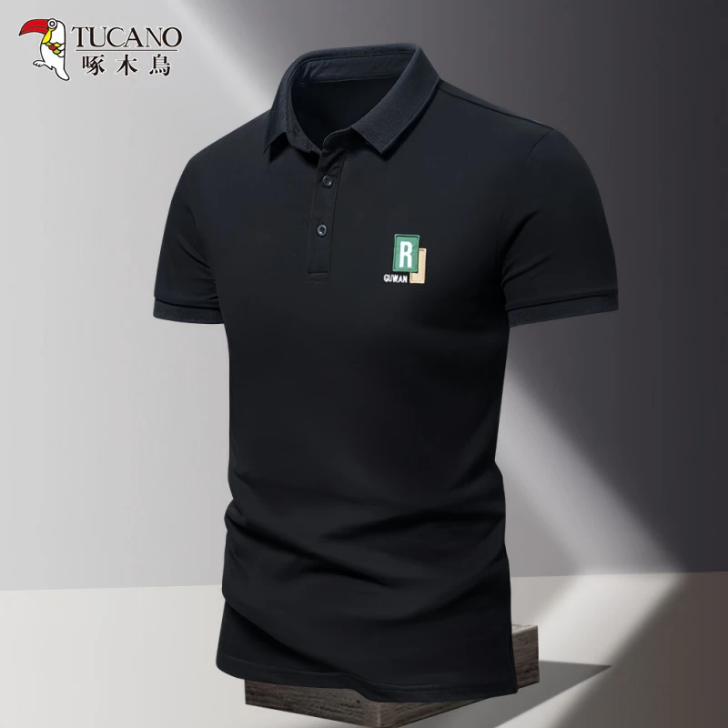 啄木鸟夏季新款时尚薄款短袖polo衫男款潮牌休闲冰丝凉感半袖T恤