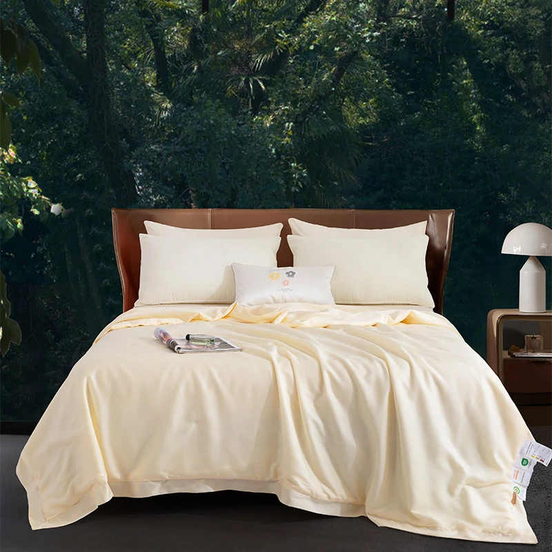 辽锦柞蚕丝夏凉被纯色有机中长丝透气吸汗抑菌蚕丝被