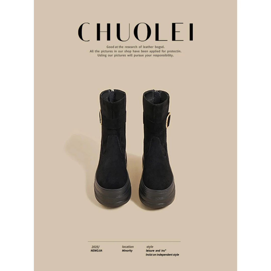 【DR官方正品】轻者鞋子！2025秋冬季新款厚底小个子增高加绒马丁短