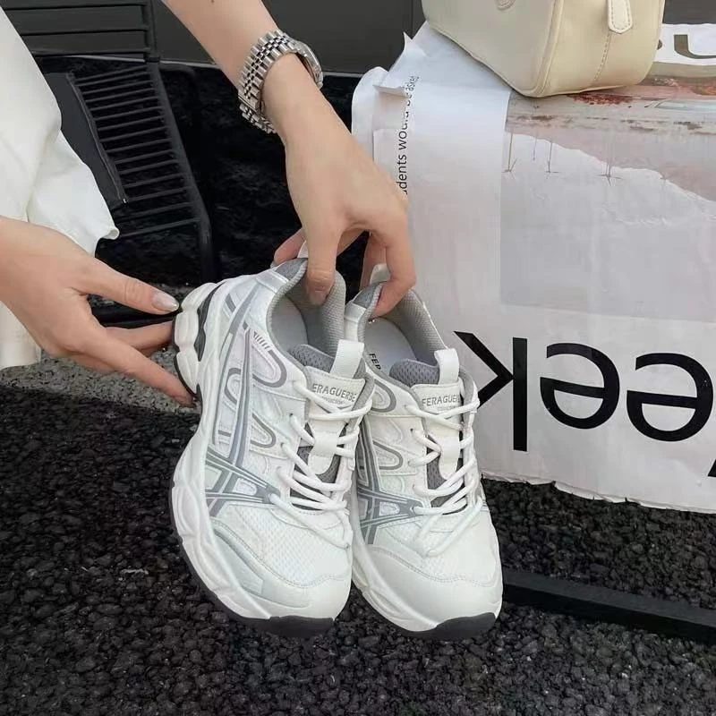 真皮网面不累脚老爹鞋百搭休闲 透气2025春季新款潮鞋韩版韩版