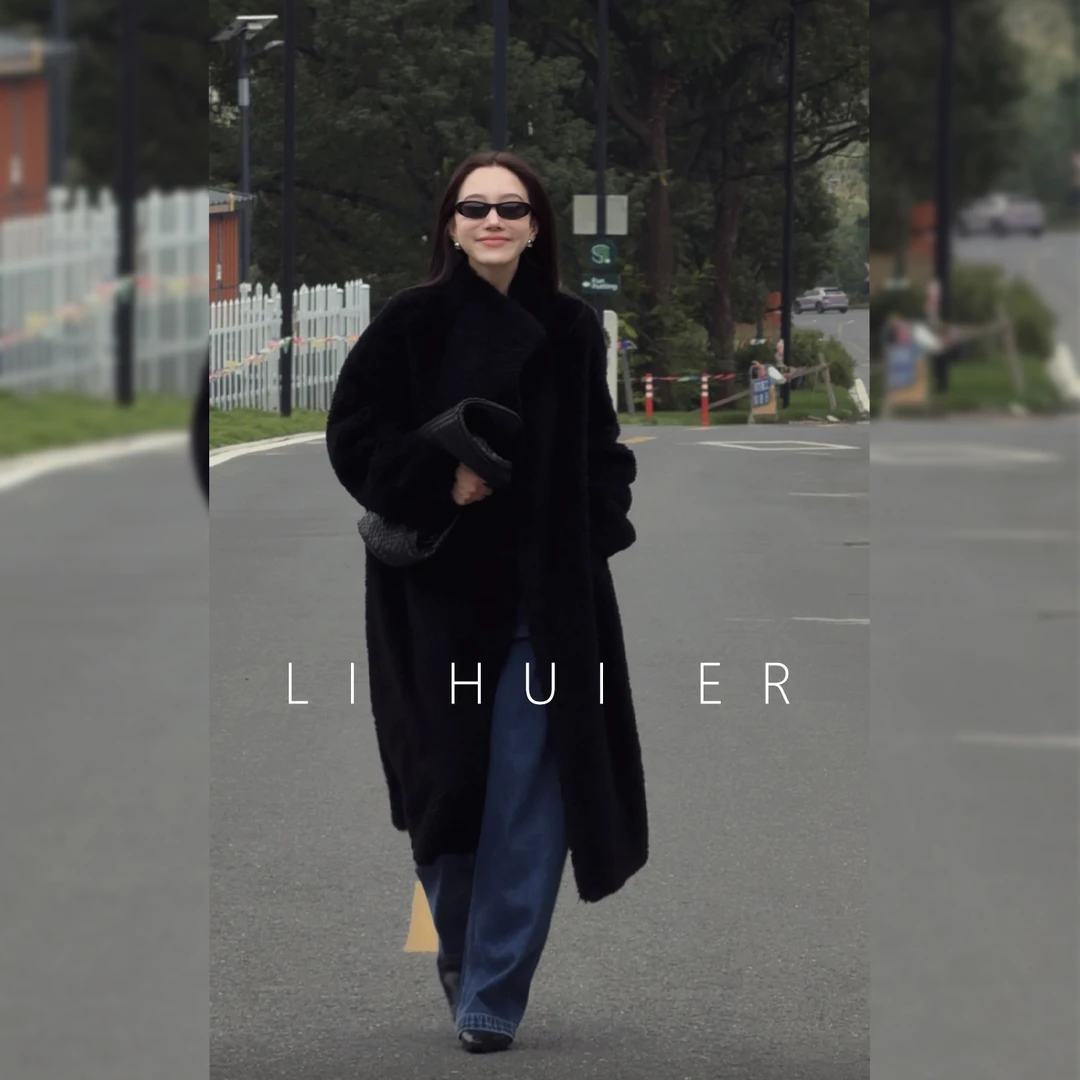 LiHuiEr李慧儿【马德里书院】秋季冬时尚百搭黑色羊毛外套ES5101