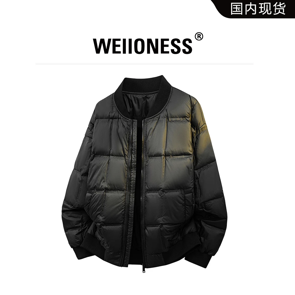 WEIIONESS纯色休闲棉衣男秋冬时尚百搭保暖外套轻奢痞帅百搭男装