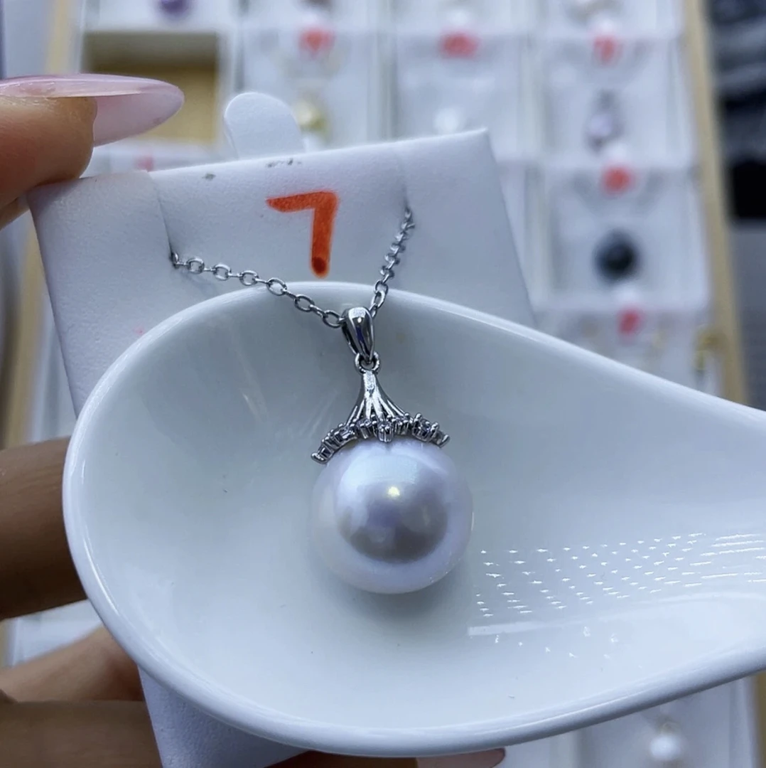 天然淡水珍珠吊坠S925  冷白15➕