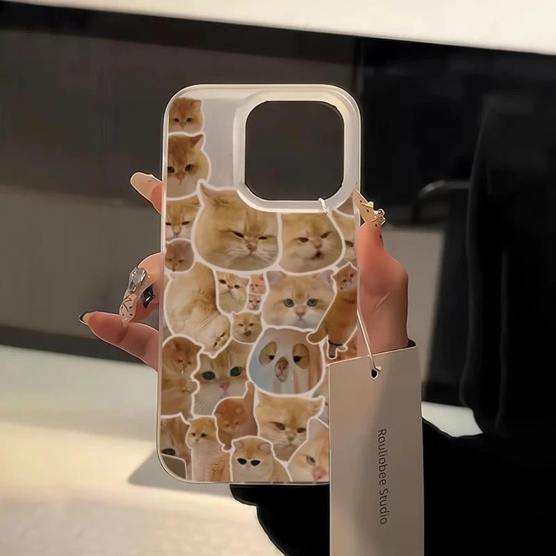 抽象橘猫磨砂壳适用于iphone16Epromax苹果手机壳全包大孔软壳