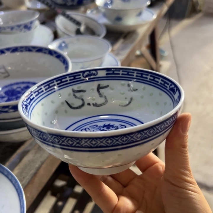 青花玲珑5.5寸饭碗