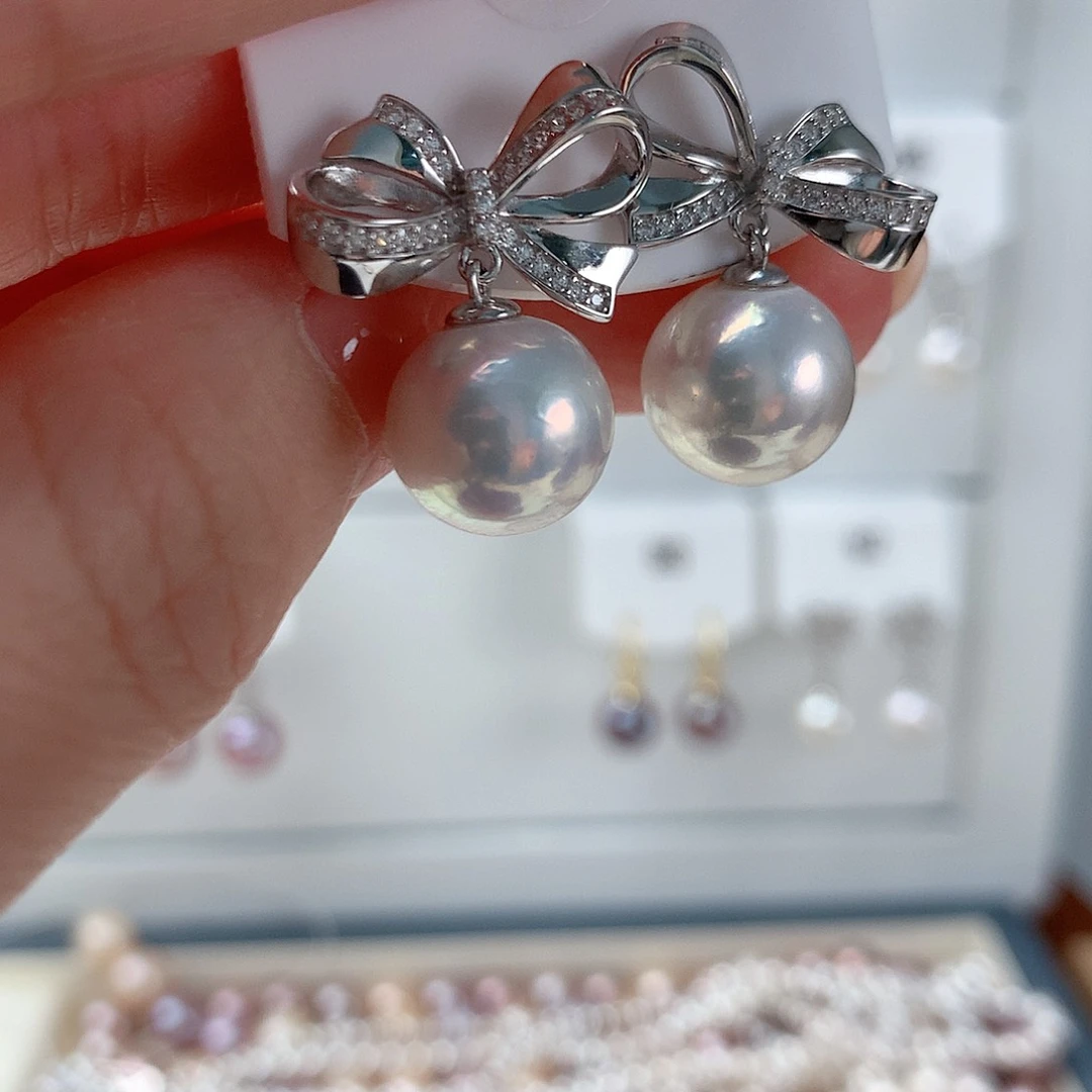 淡水珍珠耳饰银S925镶嵌常*?