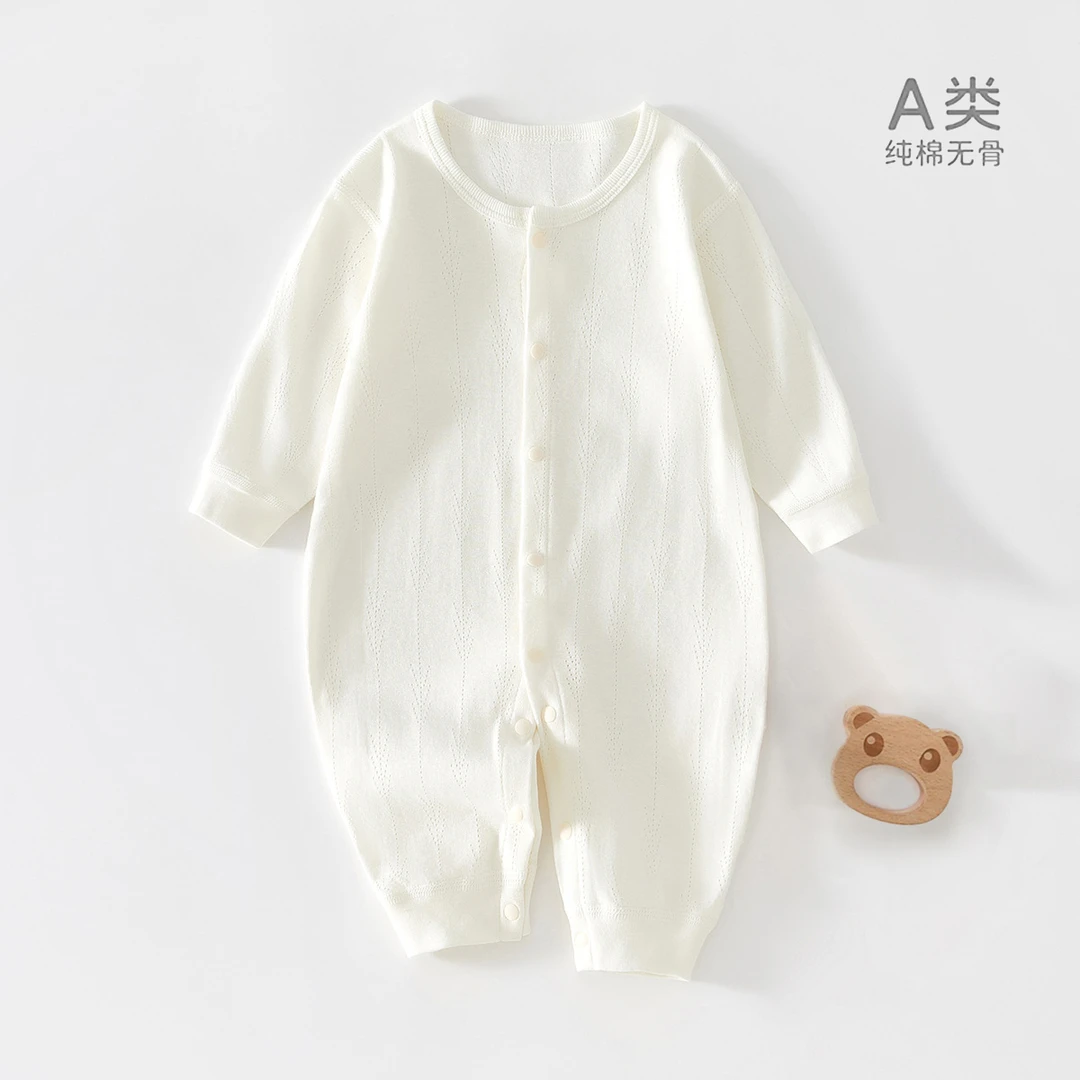 A类夏薄款 柔软亲肤透气~ 空调服薄款透气婴儿连体衣长袖无骨缝制