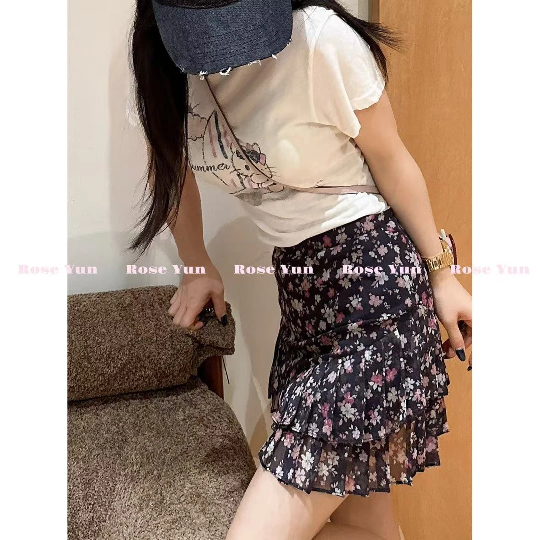 【Rose Yun】清甜夏花 日系多层百褶碎花短裙 JY065011