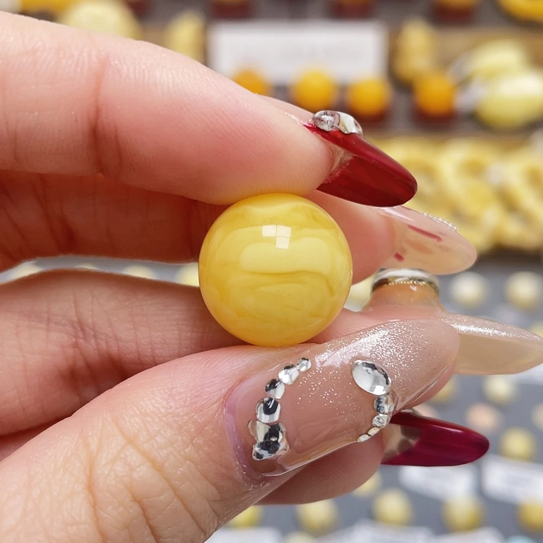 琥珀裸石未镶嵌蜜蜡圆珠15.6mm
