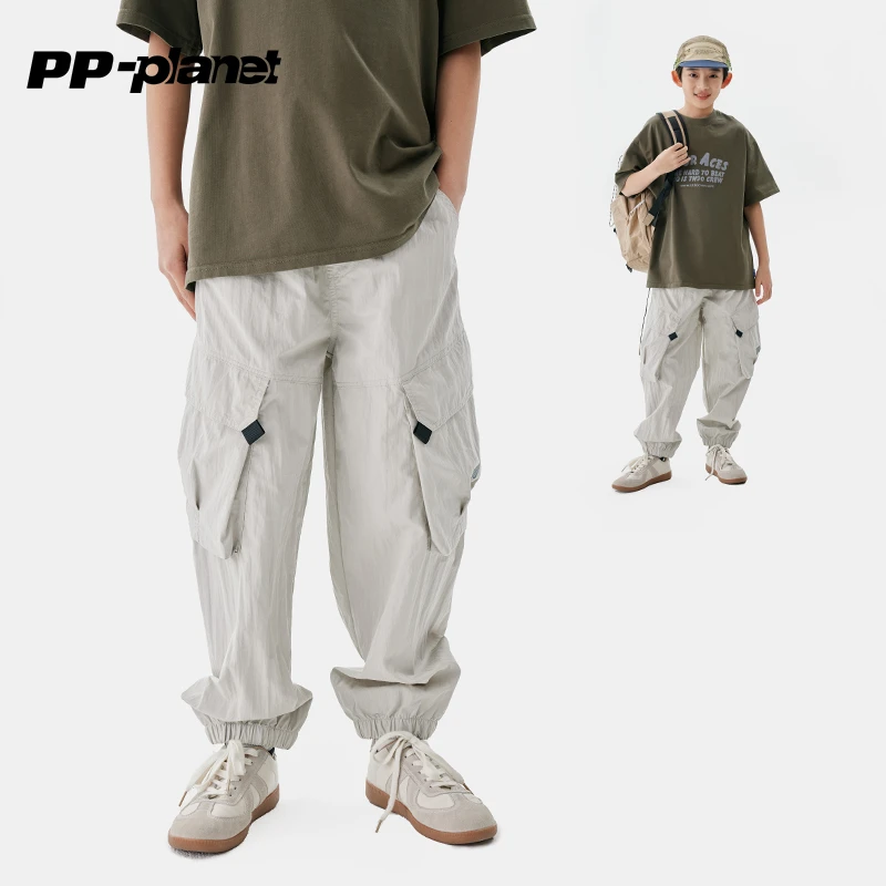 PP星球原创男童工装休闲裤子2025春秋季新款中大童儿童百搭束脚裤