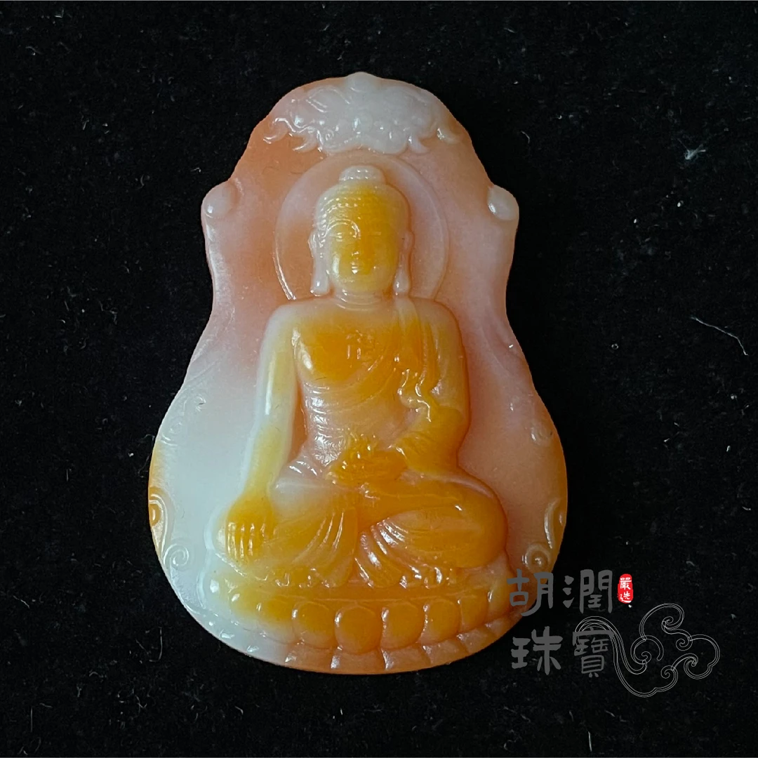 和田玉J090赤韵圣佛21.68g