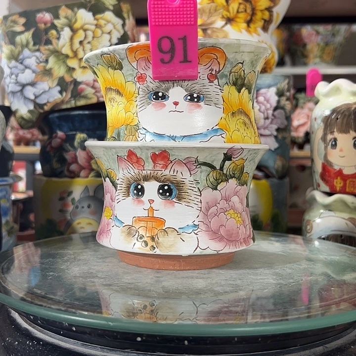 满38包邮 景德镇手绘花盆