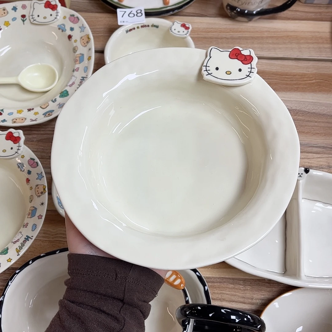 陶瓷凯蒂猫8寸草帽盘陶瓷餐具系列