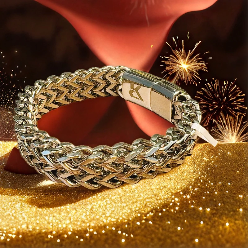 钛钢手链 CHAM KUDOS CK官方双排龙骨项链明星同款男潮流双层古巴