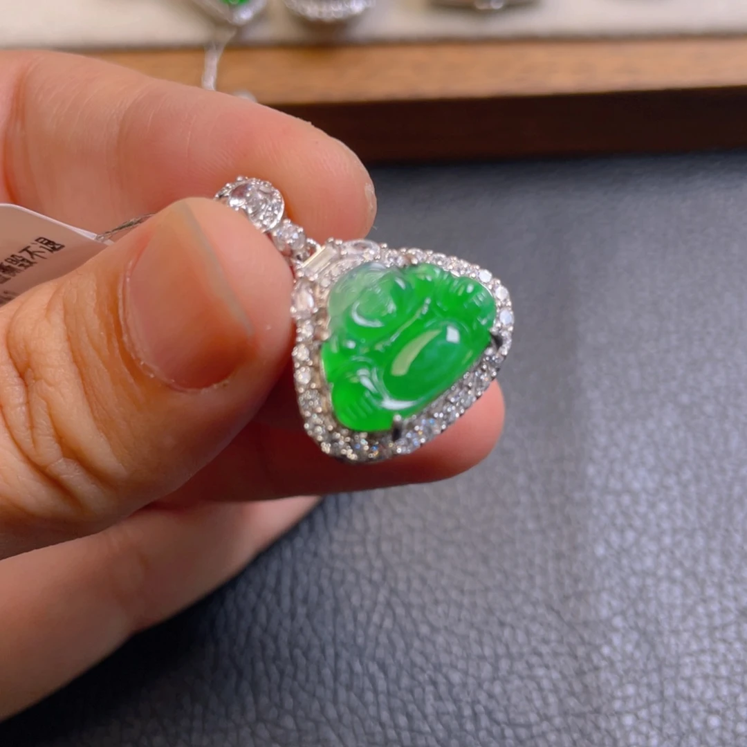 翡翠银S925镶嵌吊坠(不含链)