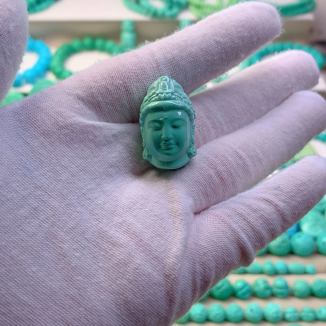 无非金属雕刻佛头吊坠