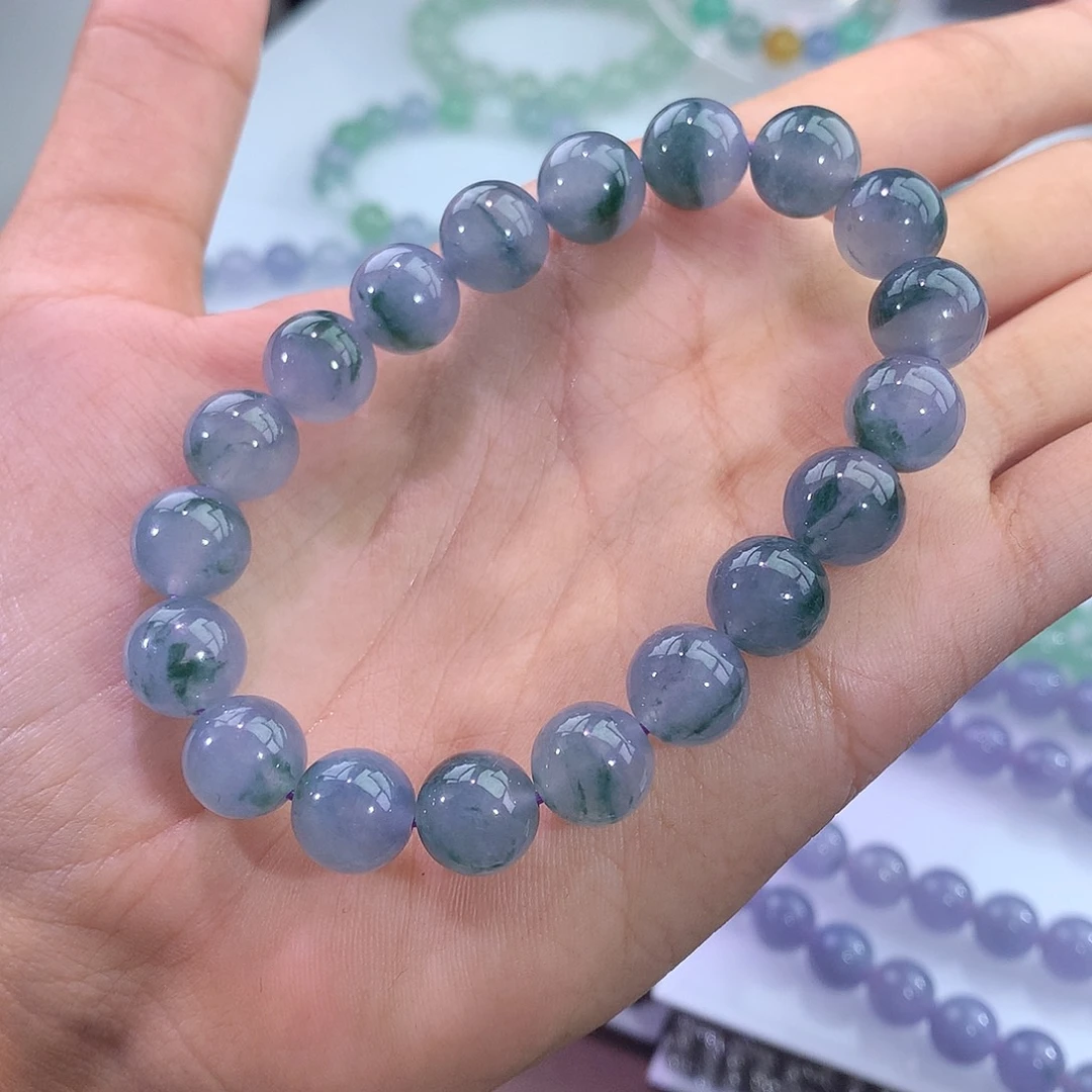 未镶嵌手链翡翠冰蓝紫飘花手串