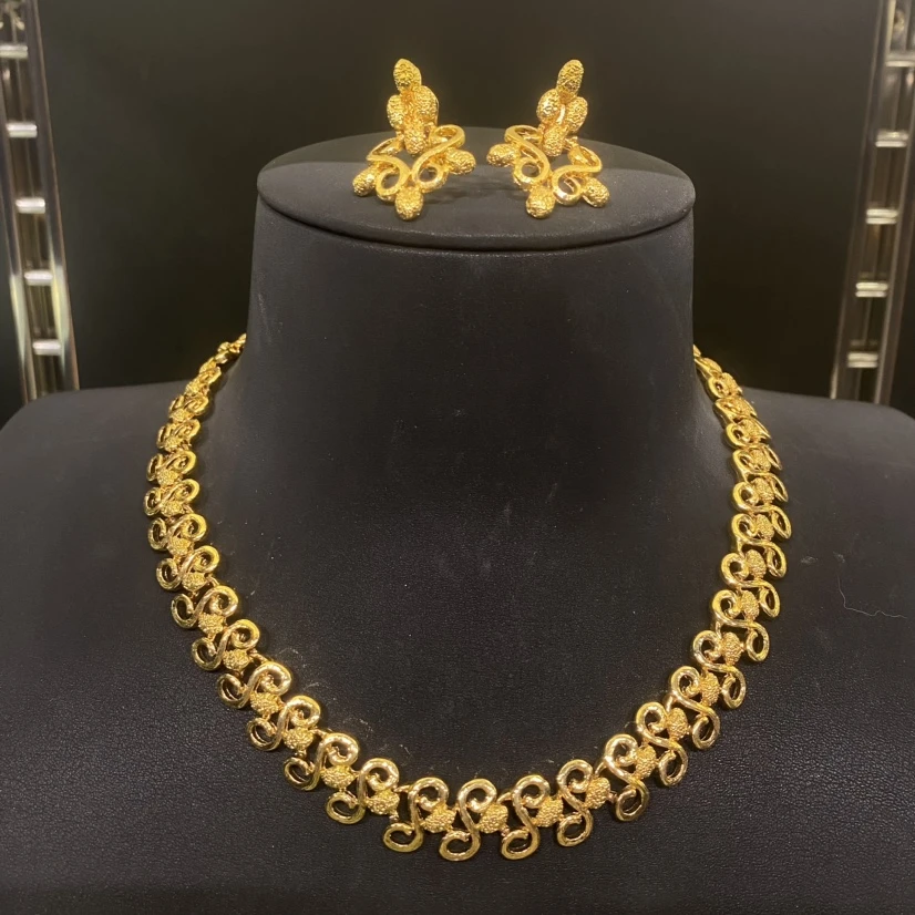 合金项链 中古合金项链耳夹一套/M42368