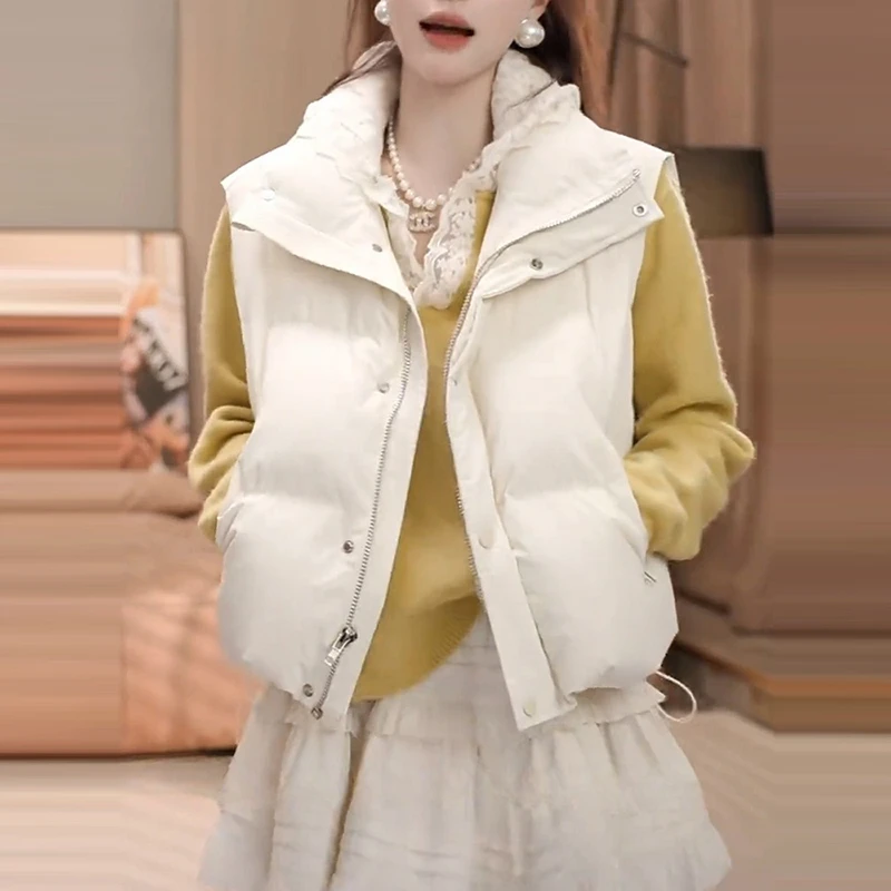 韩版高级感洋气减龄无袖立领棉服马甲女冬季新款加厚保暖外搭上衣