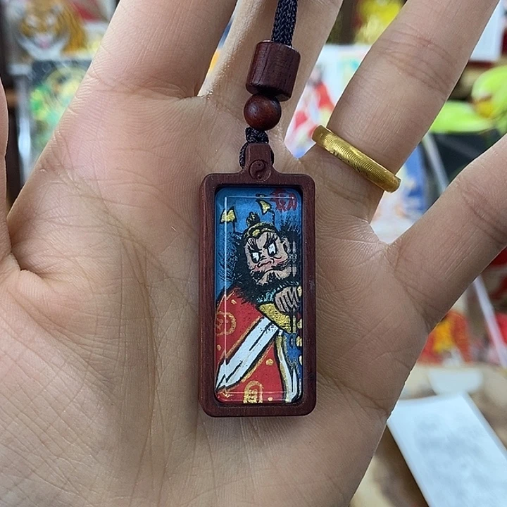 孤品朱砂奎爷避避挡挡纳福原木小项链