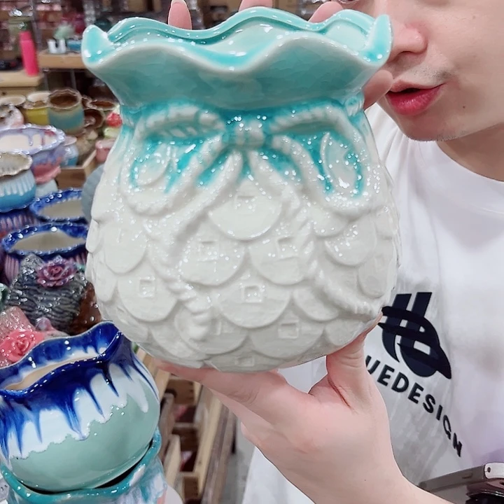 有孔.凑单10元陶瓷花盆发货！