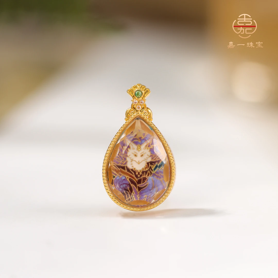 【嘉一珠宝】天然水晶K金凤九吊坠（不含链）SX1715