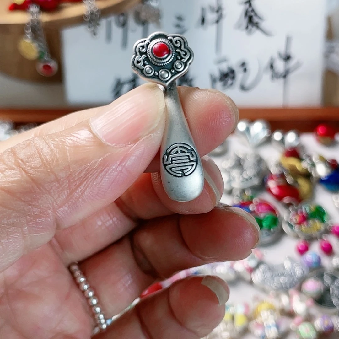 珐琅吊坠足银大如意彩