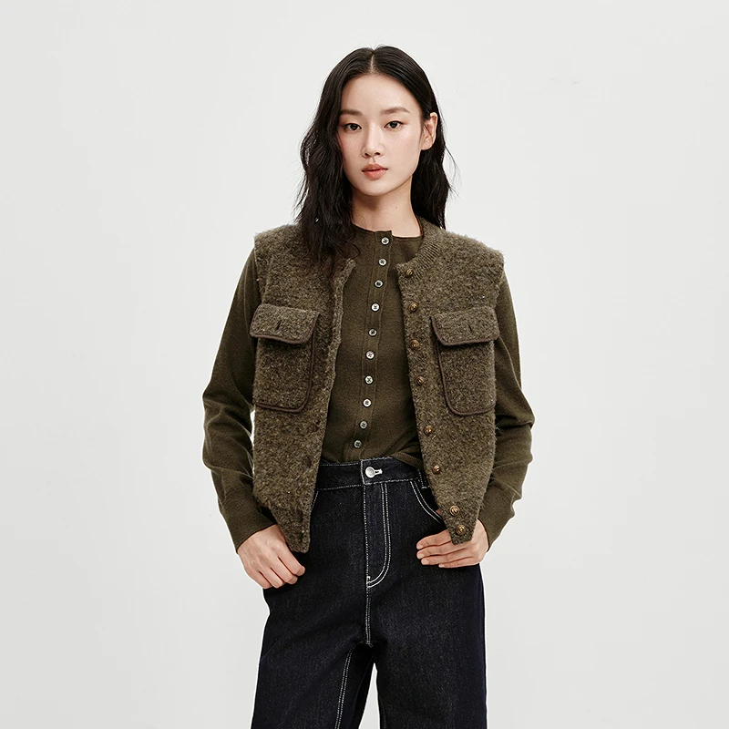 【商场同款】HPLY荷比俪冬女含绵羊毛圆领马甲羊毛衫HMF42650099