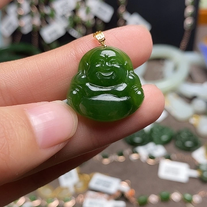 和田玉18K金镶嵌颈饰