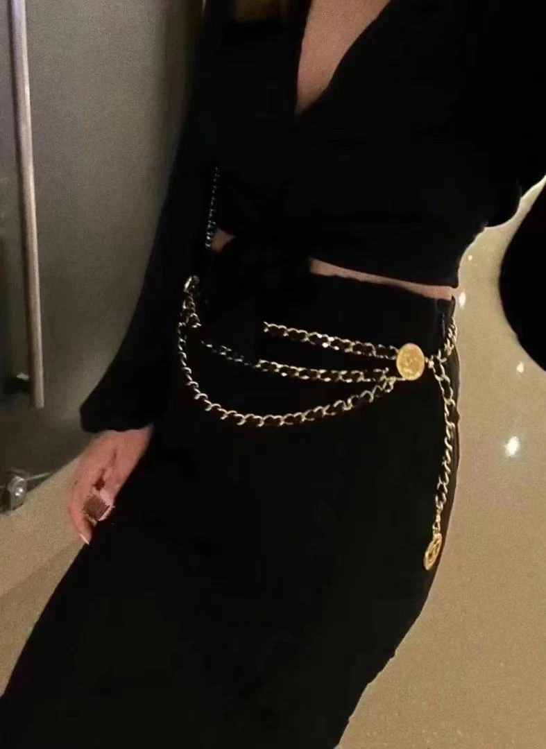 95新 Chanel/香奈儿 Chanel vintage香奈儿中古三层皮穿腰链