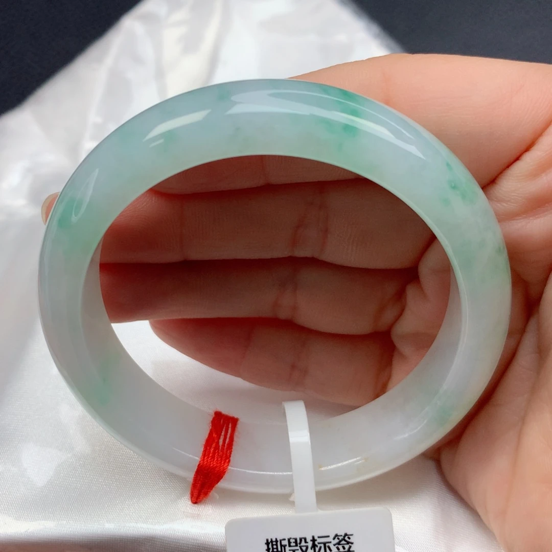 未镶嵌手镯翡翠51-52冰胶飘阳绿